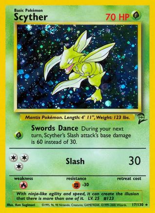 Scyther 017/130  - Holofoil Base Set 2 - Holo Rare