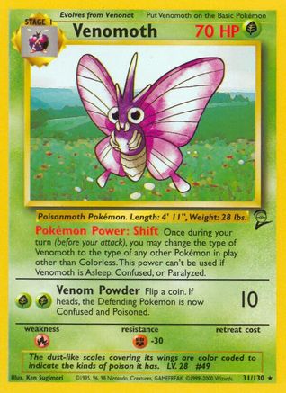 Venomoth 031/130  Base Set 2 - Rare