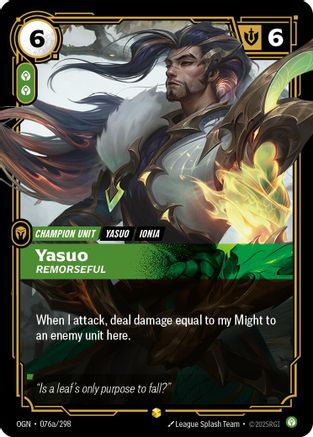 Yasuo - Remorseful (Alternate Art) (076a/298) - Origins