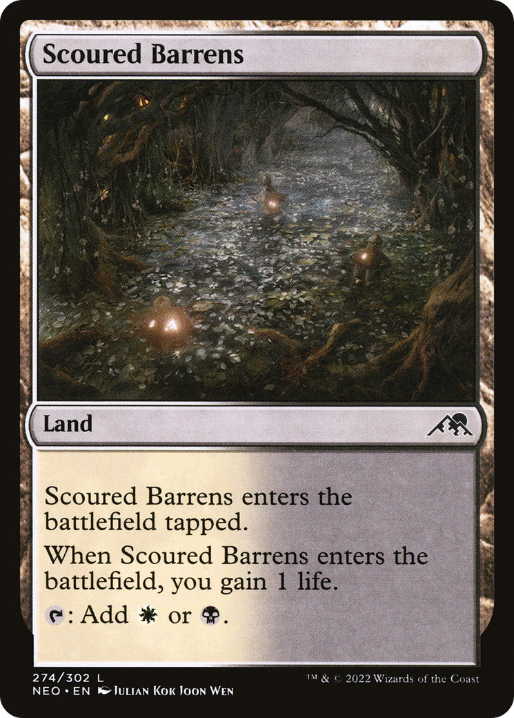 Image of Scoured Barrens (NEO-274) - Kamigawa: Neon Dynasty Foil