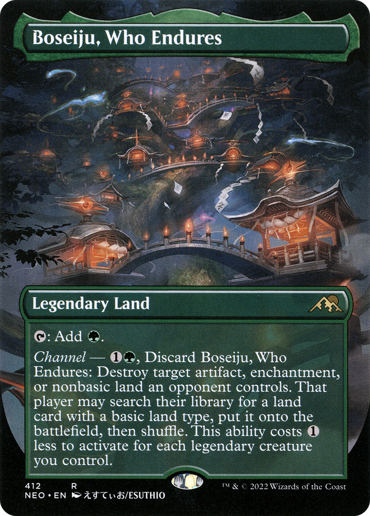 Image of Boseiju, Who Endures (Borderless) (NEO-412) - Kamigawa: Neon Dynasty (Borderless) Foil