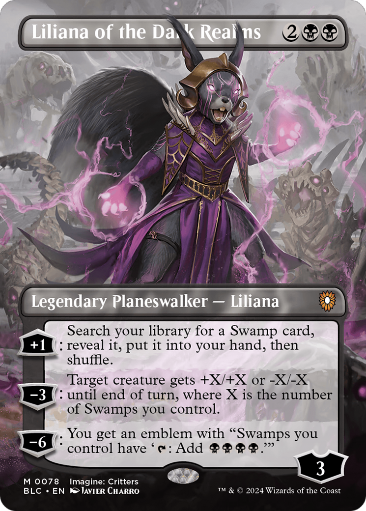 Image of Liliana of the Dark Realms (Borderless) (BLC-078) - Bloomburrow Commander (Borderless)
