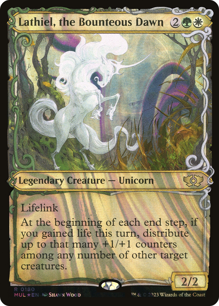 Image of Lathiel, the Bounteous Dawn (Halo Foil) (MUL-180) - Multiverse Legends: (Showcase) Foil
