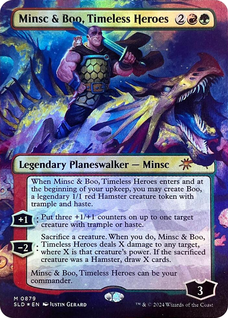 Image of Minsc & Boo, Timeless Heroes (Rainbow Foil) (SLD-879) - Secret Lair Drop (Borderless) Foil