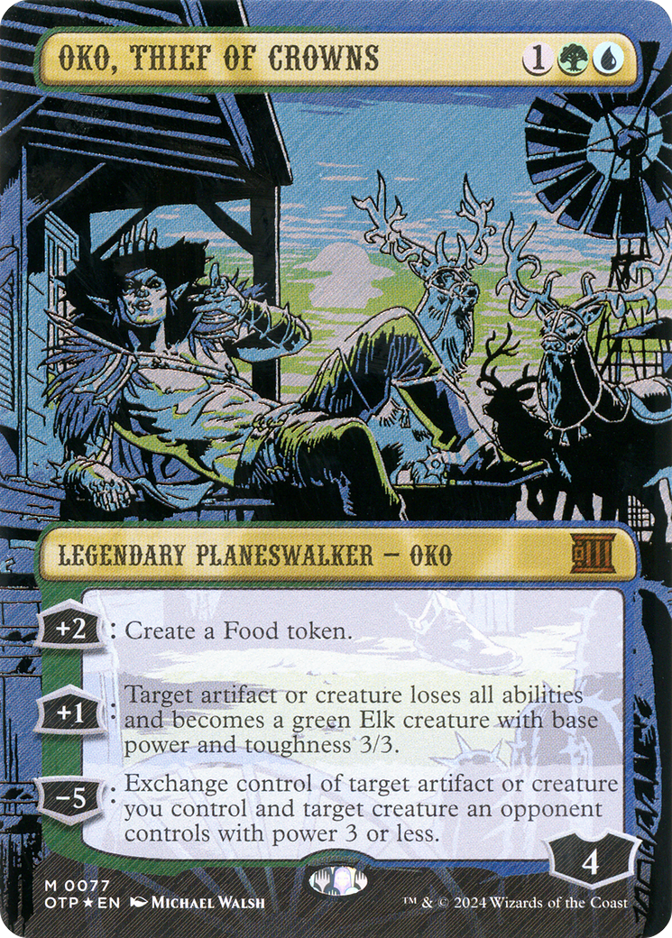 Image of Oko, Thief of Crowns (Textured Foil) (OTP-077) - Breaking News (Borderless) Foil