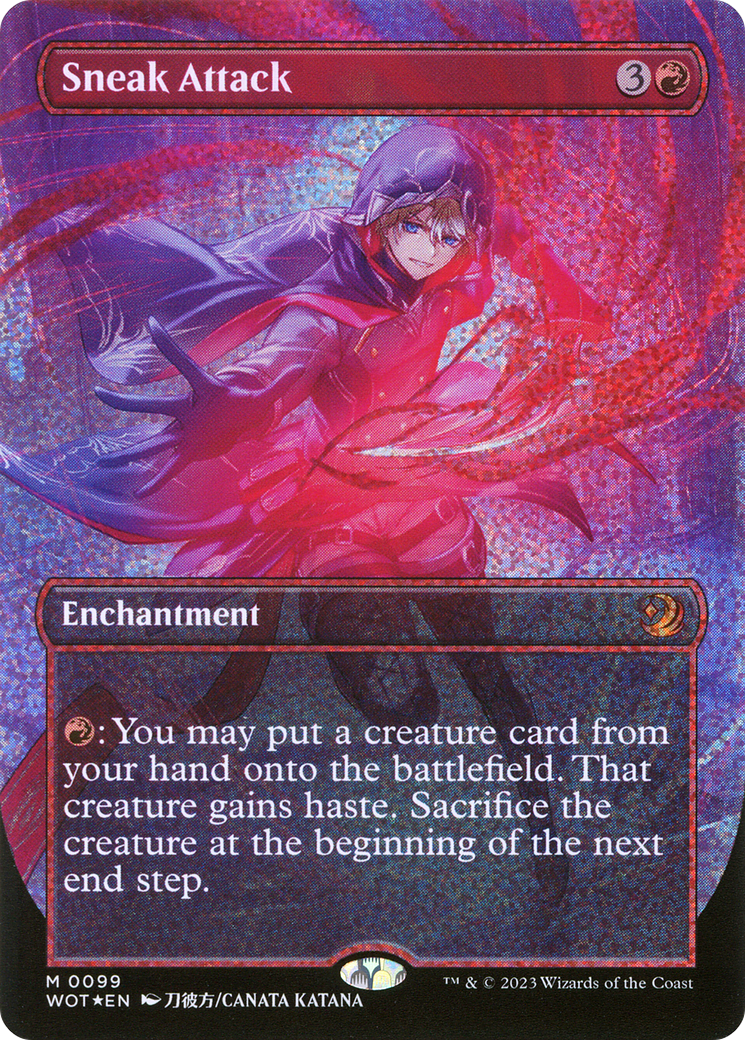 Image of Sneak Attack (Anime Borderless) (Confetti Foil) (WOT-099) - Wilds of Eldraine: Enchanting Tales (Borderless) Foil