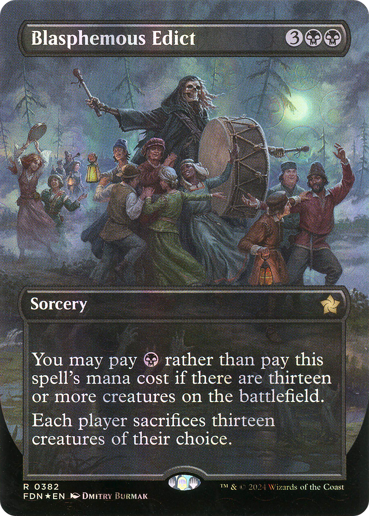 Image of Blasphemous Edict (Borderless) (Mana Foil) (FDN-382) - Foundations (Borderless) Foil