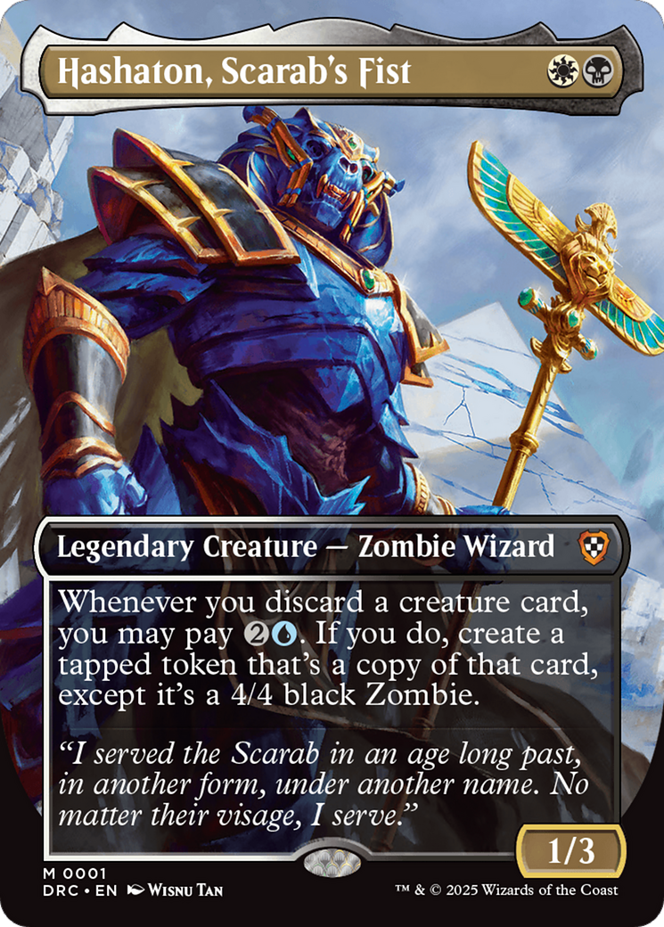 Image of Hashaton, Scarab's Fist (Borderless) (DRC-001) - Commander: Aetherdrift (Borderless)