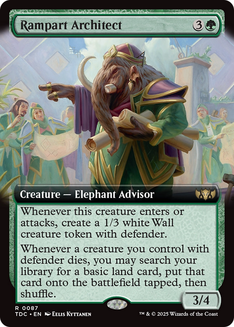 Image of Rampart Architect (Extended Art) (TDC-087) - Commander: Tarkir: Dragonstorm: (Extended Art)