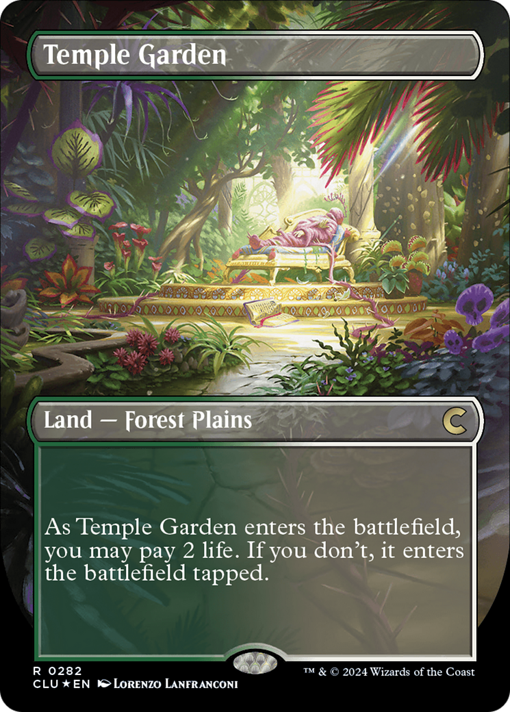 Image of Temple Garden (Borderless) (CLU-282) - Ravnica: Clue Edition (Borderless) Foil