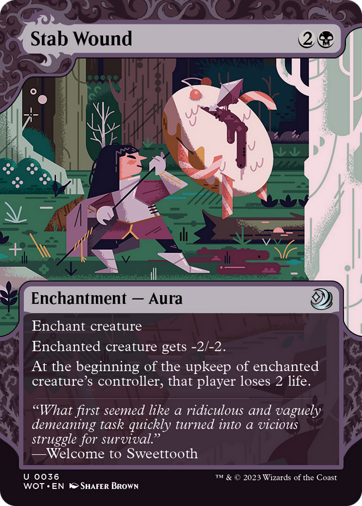 Image of Stab Wound (WOT-036) - Wilds of Eldraine: Enchanting Tales: (Showcase) (Borderless) Foil