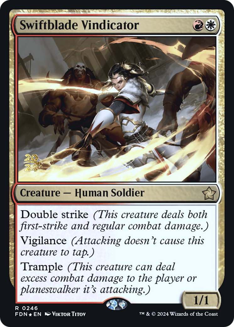 Image of Swiftblade Vindicator (FDN) (PRE-246) - Foundations Promos Foil