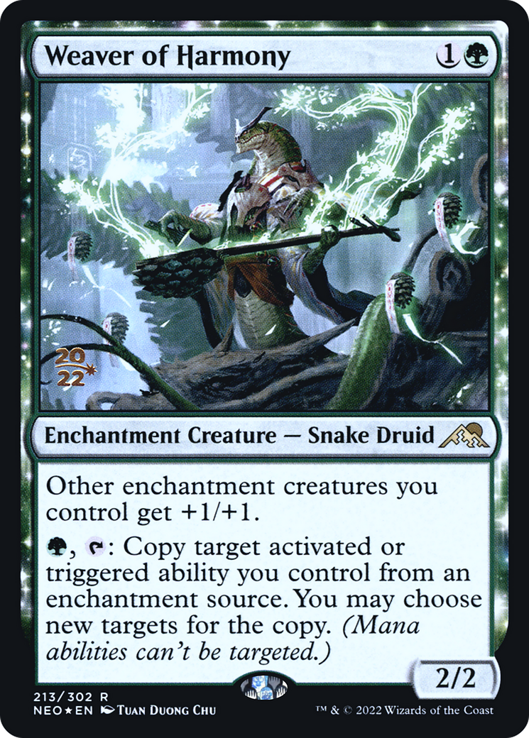 Image of Weaver of Harmony (PRE-213) - Kamigawa: Neon Dynasty Promos: (enchantment) Foil