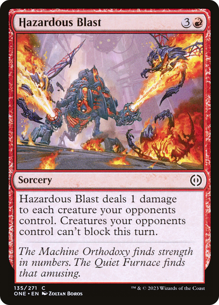 Image of Hazardous Blast (ONE-135) - Phyrexia: All Will Be One Foil