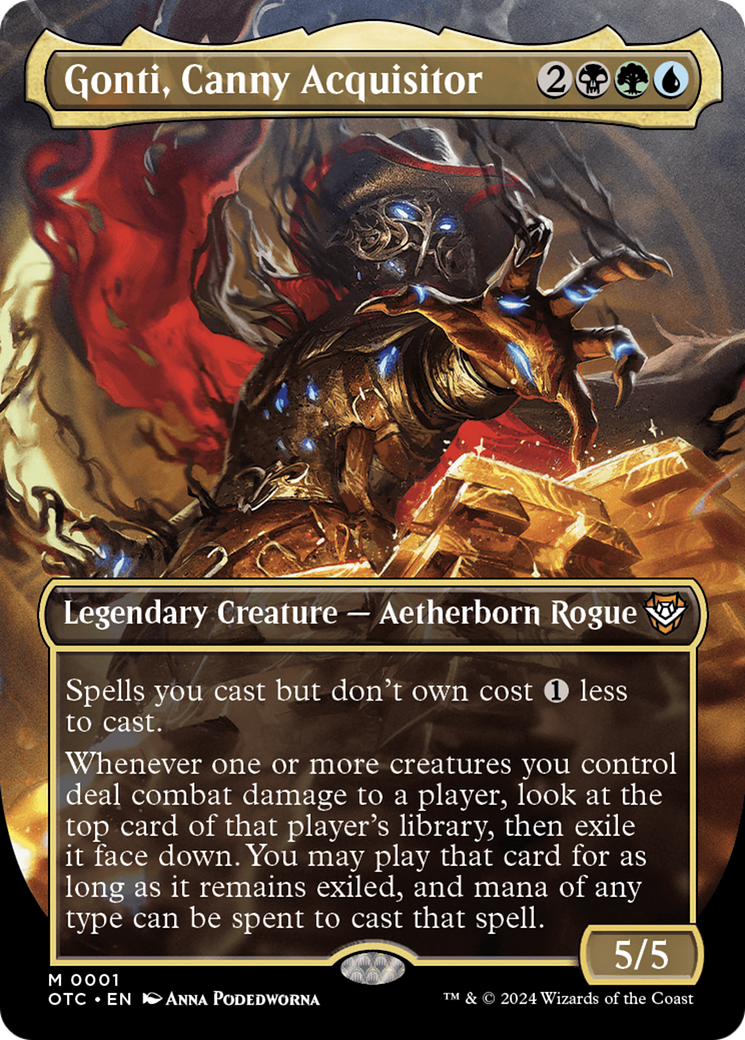Image of Gonti, Canny Acquisitor (Borderless) (OTC-001) - Outlaws of Thunder Junction Commander: (Full Art) (Borderless) Foil