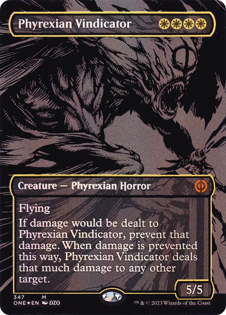 Image of Phyrexian Vindicator (Oil Slick Raised Foil) (ONE-347) - Phyrexia: All Will Be One (Borderless) Foil