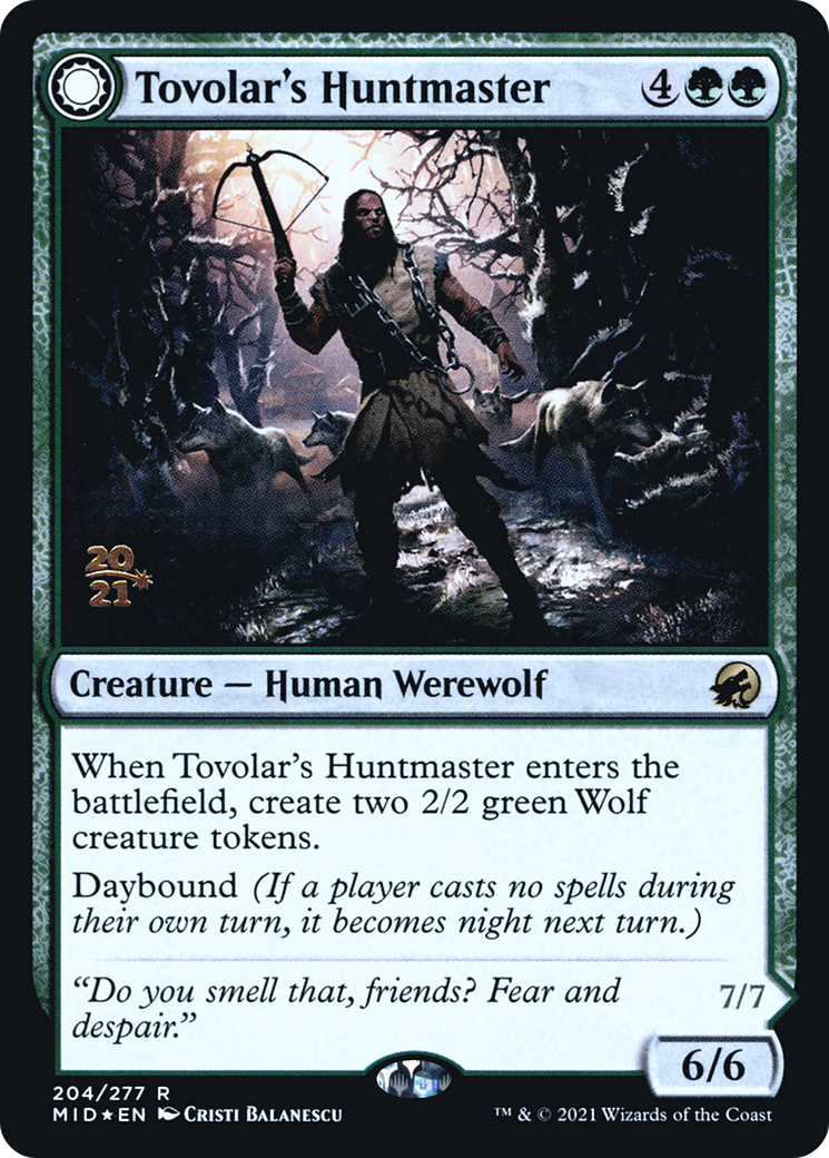 Image of Tovolar's Huntmaster (PRE-204) - Innistrad: Midnight Hunt Promos: (Double Faced Transform) Foil