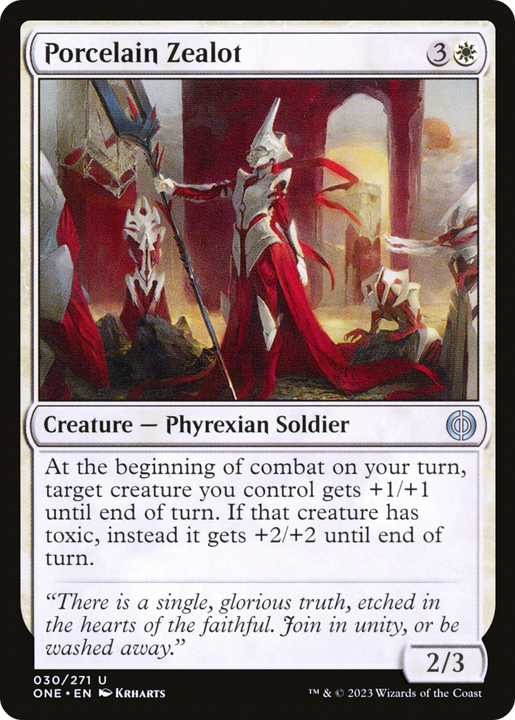 Image of Porcelain Zealot (ONE-030) - Phyrexia: All Will Be One Foil
