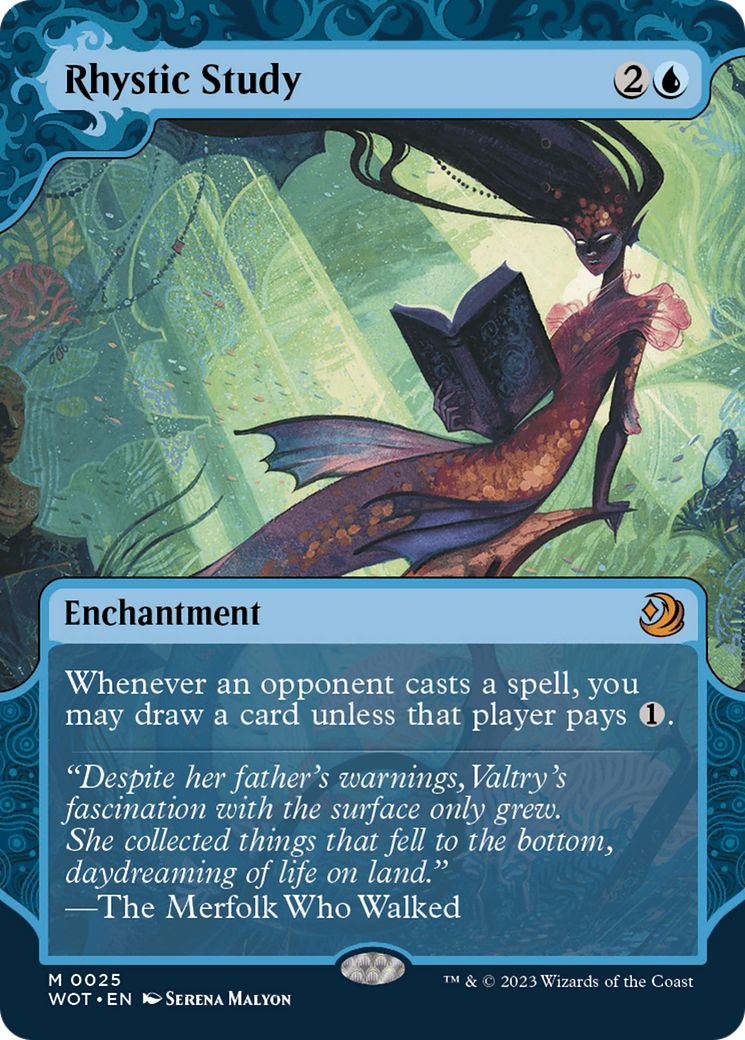 Image of Rhystic Study (WOT-025) - Wilds of Eldraine: Enchanting Tales: (Showcase) (Borderless) Foil