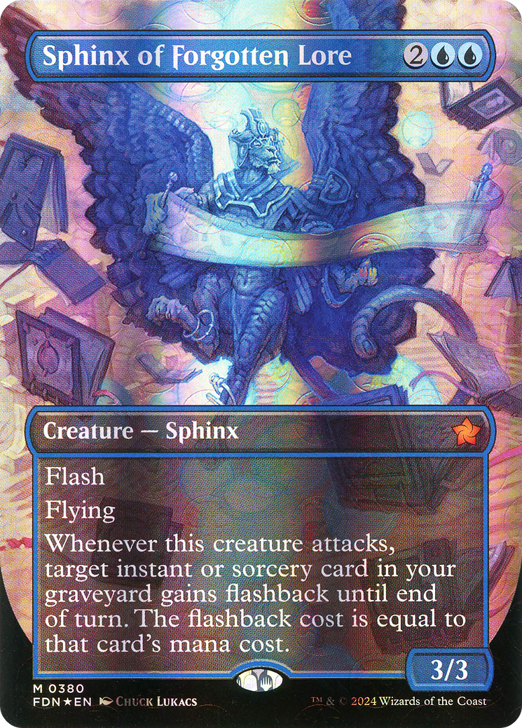 Image of Sphinx of Forgotten Lore (Borderless) (Mana Foil) (FDN-380) - Foundations (Borderless) Foil