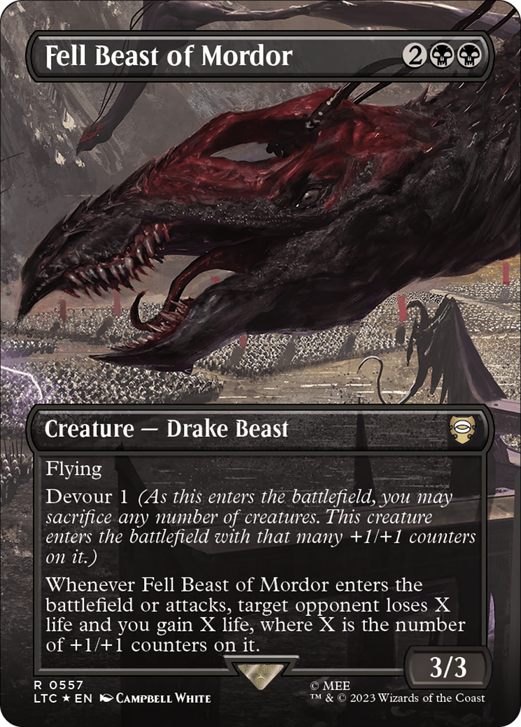 Image of Fell Beast of Mordor (Borderless) (Surge Foil) (LTC-557) - Tales of Middle-earth Commander (Borderless) Foil