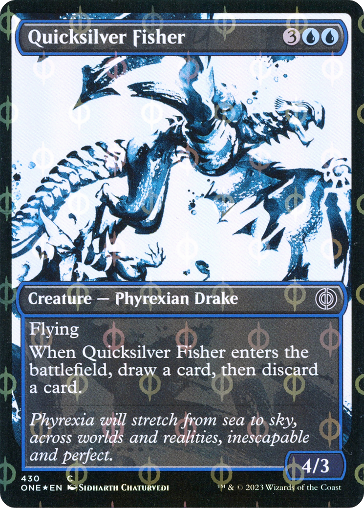 Image of Quicksilver Fisher (Showcase) (Step-and-Compleat Foil) (ONE-430) - Phyrexia: All Will Be One: (Showcase) Foil