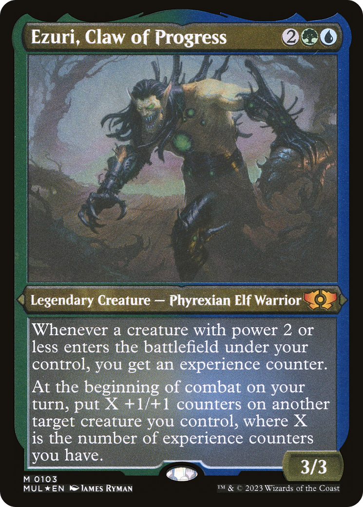 Image of Ezuri, Claw of Progress (Foil Etched) (MUL-103) - Multiverse Legends Foil