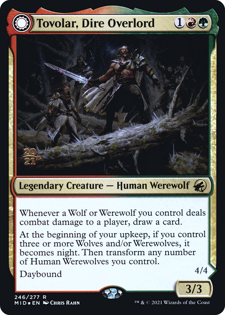 Image of Tovolar, Dire Overlord (PRE-246) - Innistrad: Midnight Hunt Promos: (Double Faced Transform) Foil