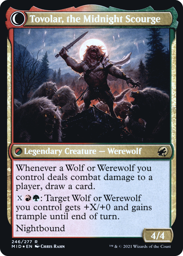 Image of Tovolar, Dire Overlord (PRE-246) - Innistrad: Midnight Hunt Promos: (Double Faced Transform) Foil