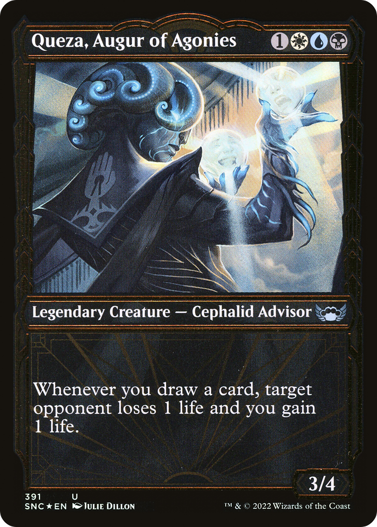 Image of Queza, Augur of Agonies (Gilded Foil) (SNC-391) - Streets of New Capenna: (Showcase) Foil