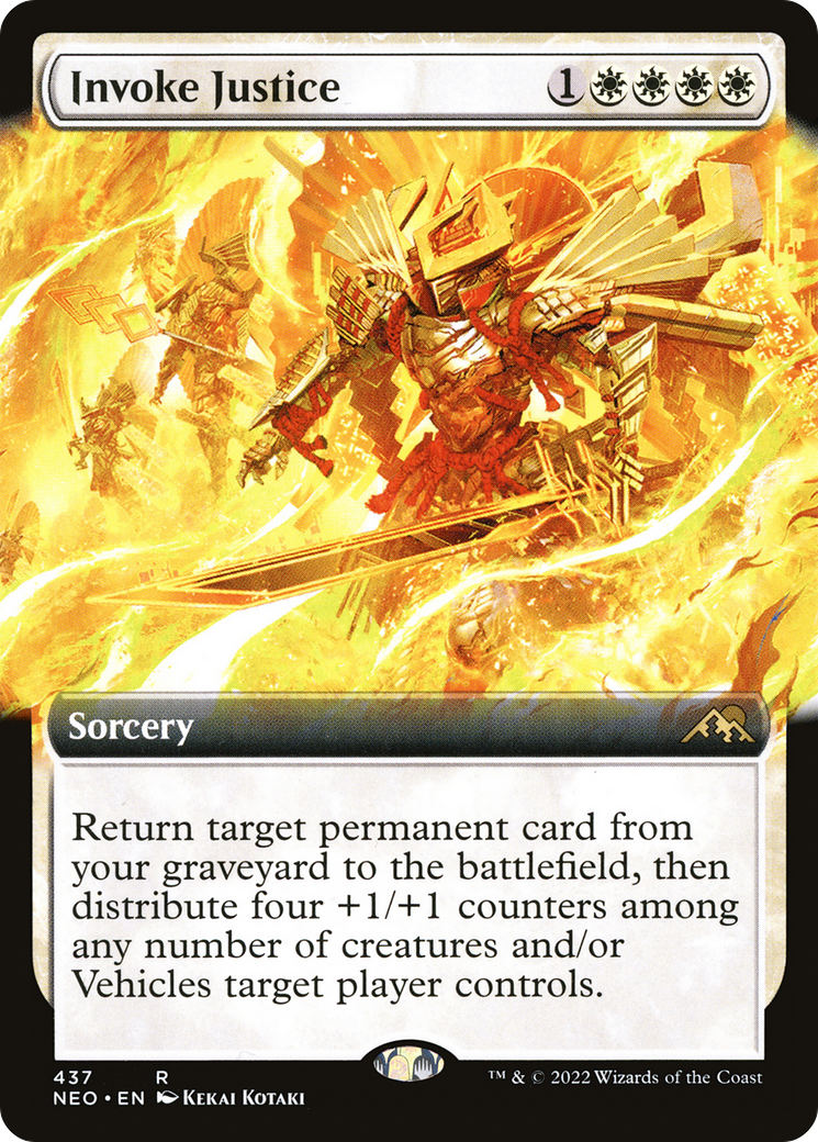 Image of Invoke Justice (Extended Art) (NEO-437) - Kamigawa: Neon Dynasty: (Extended Art)