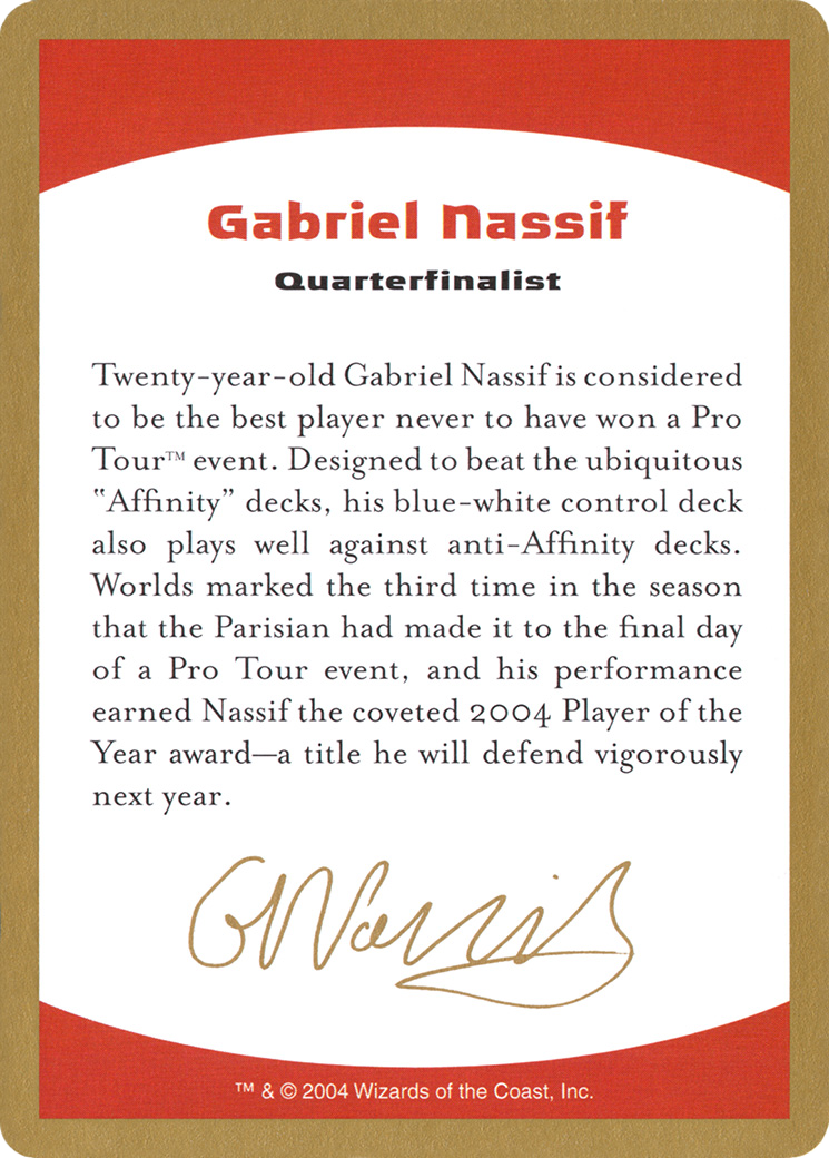 Image of 2004 Gabriel Nassif Biography Card (WCD-) - World Championship Decks 2004