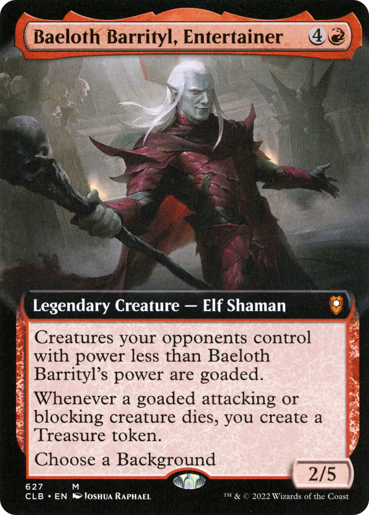 Image of Baeloth Barrityl, Entertainer (Extended Art) (CLB-627) - Commander Legends: Battle for Baldur's Gate: (Extended Art)