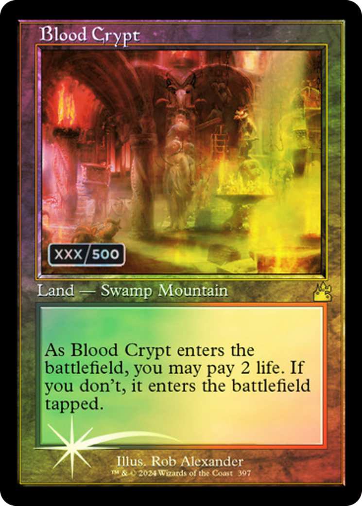 Image of Blood Crypt (Retro Frame) (Serial Numbered) (RVR-397) - Ravnica Remastered Foil