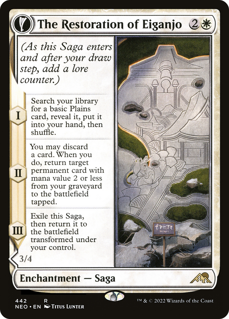 Image of The Restoration of Eiganjo (Extended Art) (NEO-442) - Kamigawa: Neon Dynasty: (Extended Art, fandfc, enchantment) Foil