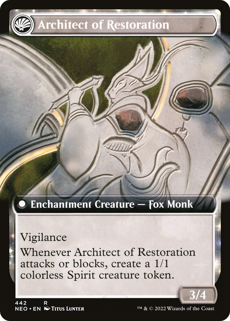 Image of The Restoration of Eiganjo (Extended Art) (NEO-442) - Kamigawa: Neon Dynasty: (Extended Art, fandfc, enchantment) Foil