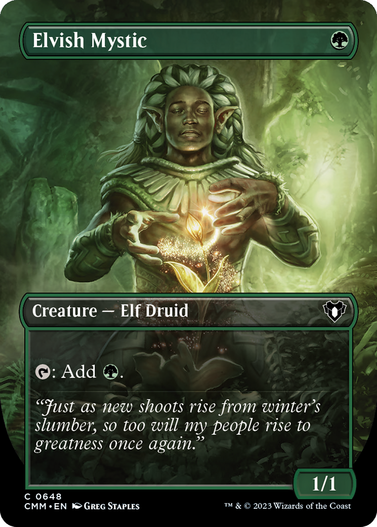 Image of Elvish Mystic (Borderless) (CMM-648) - Commander Masters (Borderless) Foil