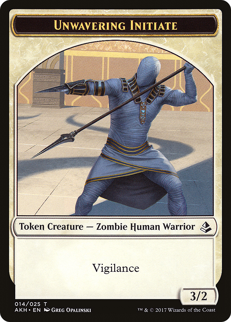 Image of Unwavering Initiate Token (AKH-014) - Amonkhet Tokens