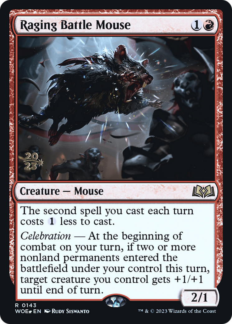 Image of Raging Battle Mouse (PRE-143) - Wilds of Eldraine Promos Foil