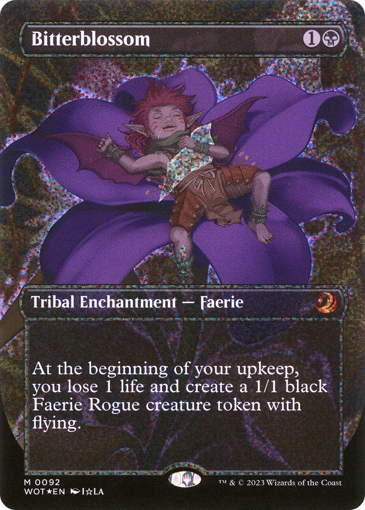 Image of Bitterblossom (Anime Borderless) (Confetti Foil) (WOT-092) - Wilds of Eldraine: Enchanting Tales (Borderless) Foil