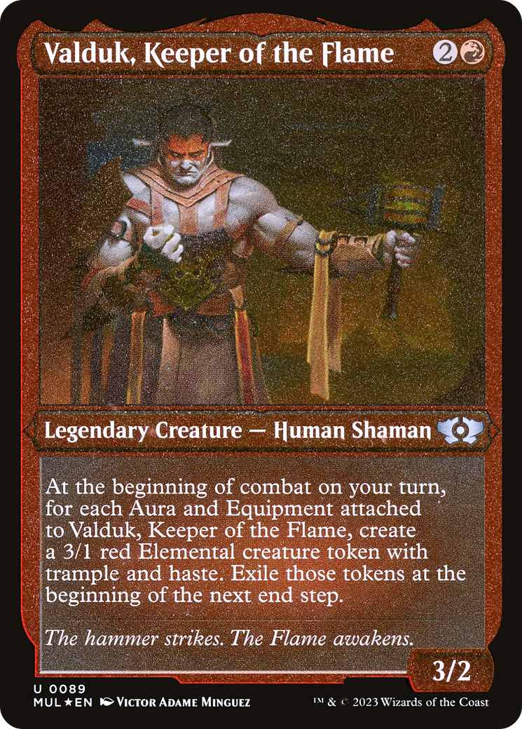 Image of Valduk, Keeper of the Flame (Foil Etched) (MUL-089) - Multiverse Legends Foil