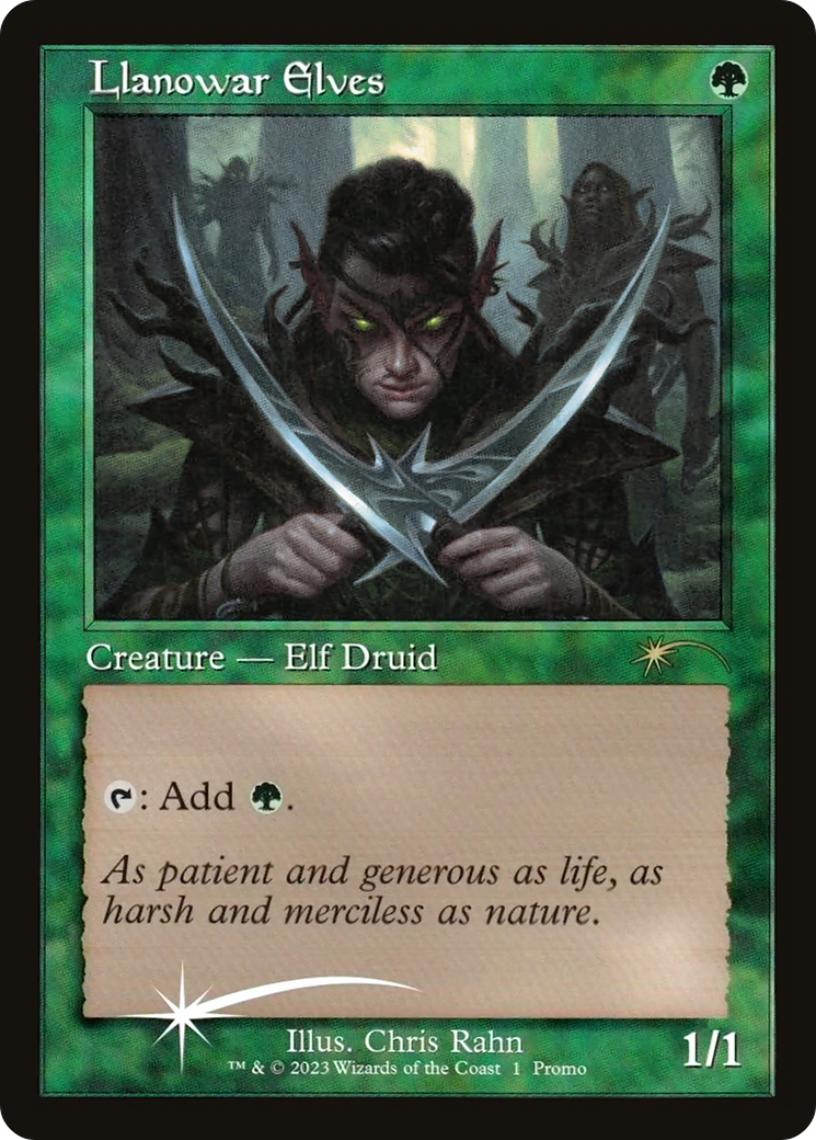 Image of Llanowar Elves (Retro Frame) (MEDIA-001) - Dominaria United Promos Foil