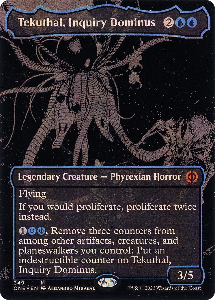 Image of Tekuthal, Inquiry Dominus (Oil Slick Raised Foil) (ONE-349) - Phyrexia: All Will Be One (Borderless) Foil