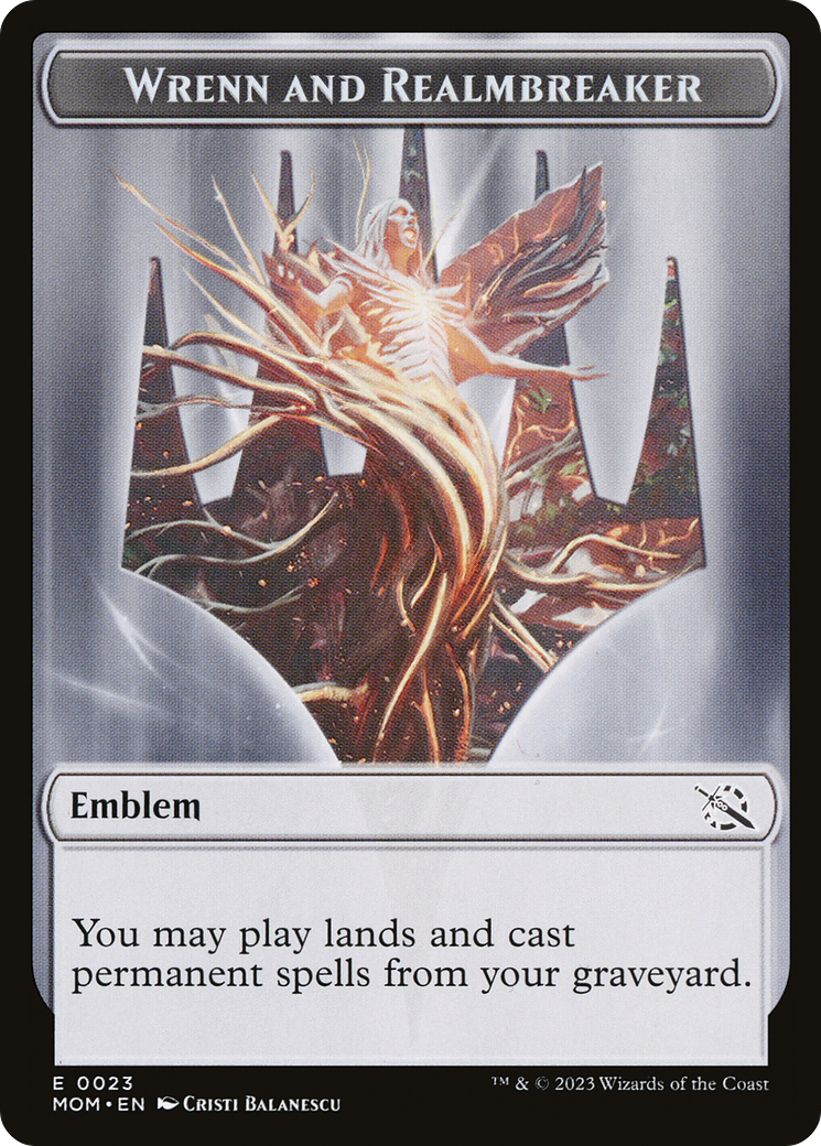 Image of Wrenn and Realmbreaker Emblem (TMOM-023) - March of the Machine Tokens