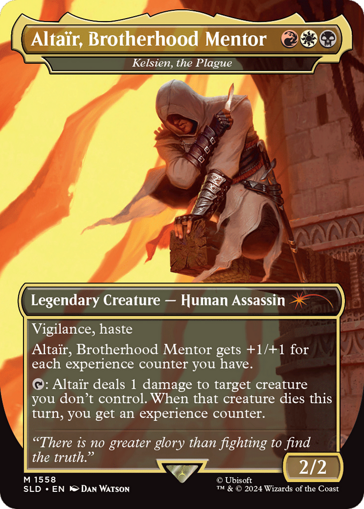 Image of Altair, Brotherhood Mentor - Kelsien, the Plague (SLD-1558) - Secret Lair Drop / Altaïr, Brotherhood Mentor (Borderless)