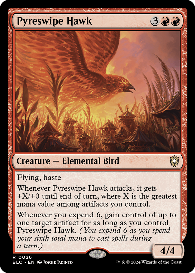 Image of Pyreswipe Hawk (BLC-026) - Bloomburrow Commander