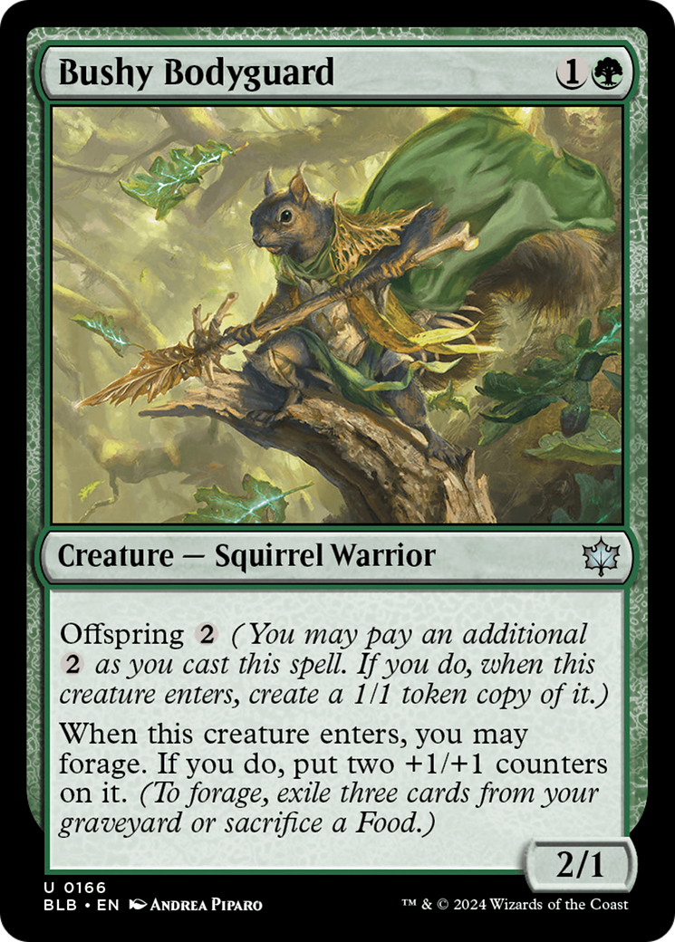 Image of Bushy Bodyguard (BLB-166) - Bloomburrow Foil