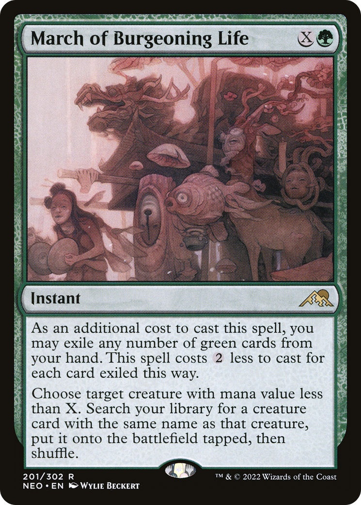 Image of March of Burgeoning Life (NEO-201) - Kamigawa: Neon Dynasty Foil