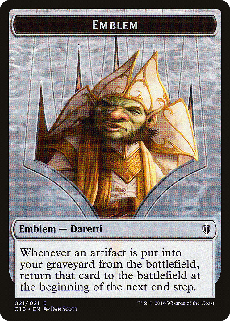 Image of Emblem - Daretti, Scrap Savant // Thopter Double-Sided Token (C16-21 // 9) - Commander 2016 Tokens