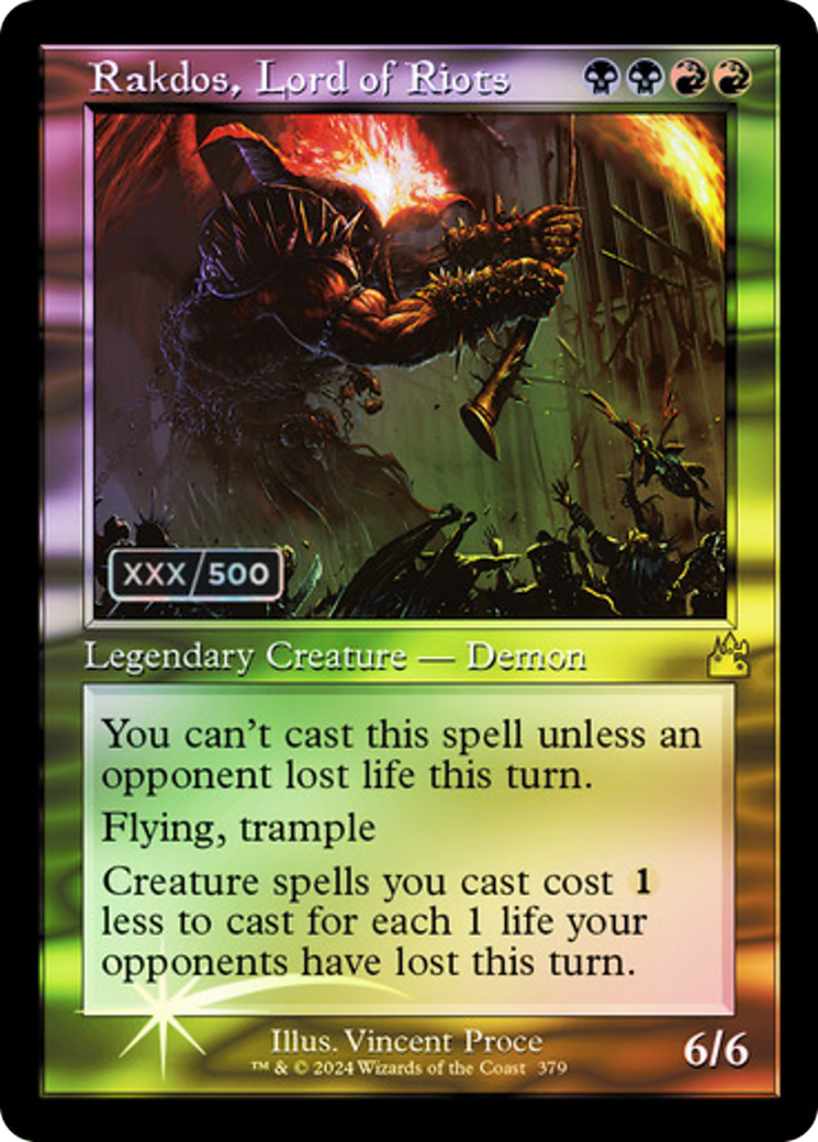 Image of Rakdos, Lord of Riots (Retro Frame) (Serial Numbered) (RVR-379) - Ravnica Remastered Foil